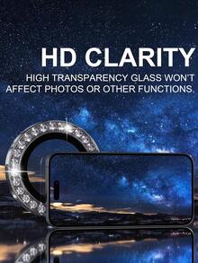 Bộ 3 miếng dán bảo vệ ống kính camera, kính cường lực 9H, phụ kiện vòng kim loại trang trí, phù hợp với 17/16/16 Plus/16 Pro Max/16 Pro/15 Pro Max/15/15 Pro/15 Plus/14 Pro Max/14/14 Pro/14 Plus/13 Pro Max/13/13 Pro/12/11 (Đen kim cương) - màu đen - Xem 4