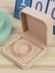 1pc Velvet Ring Box, Hexagon Velvet Ring Box Display Case, 4.7cm/1.85 Inch * 4.5cm/1.78 Inch Jewelry Storage Back To School