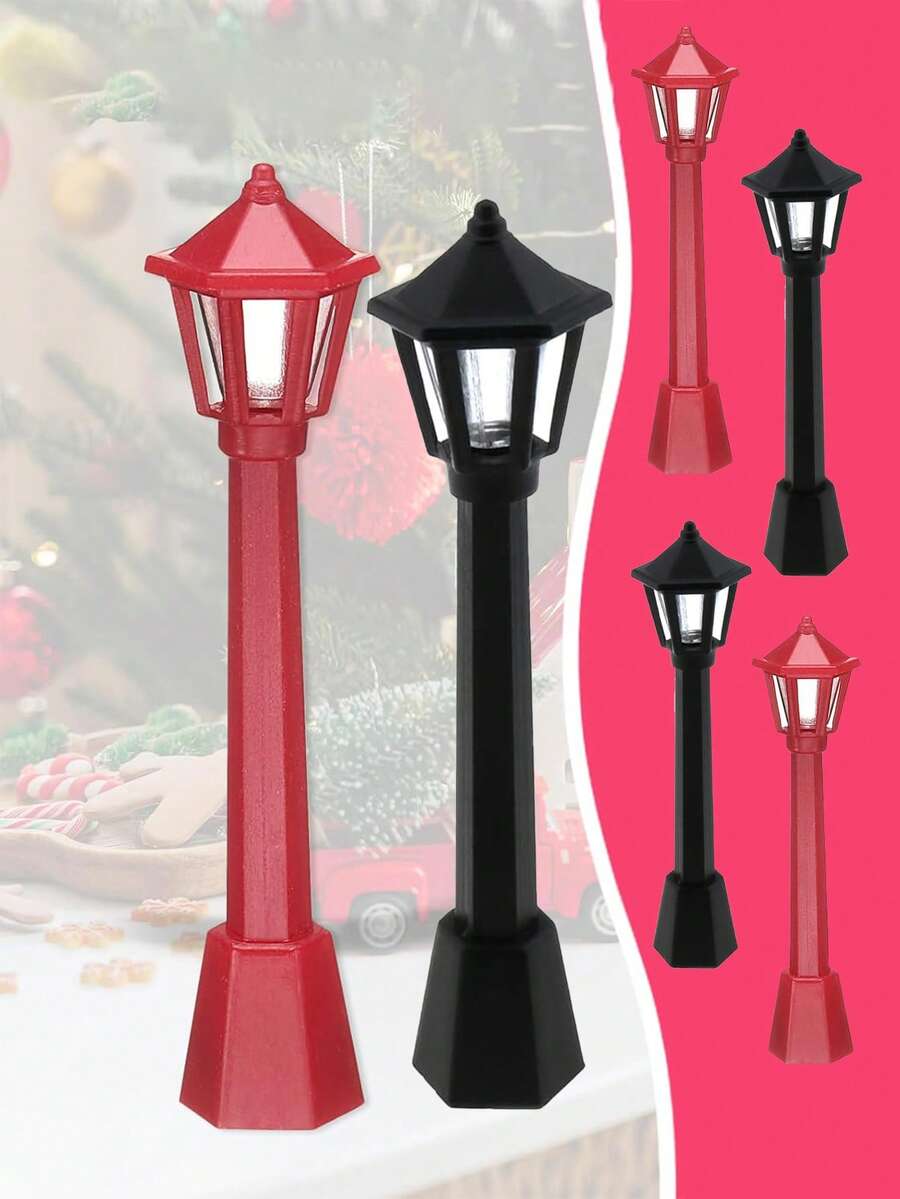 5pcs Mini Micro Christmas Street Light Models For Indoor And Outdoor Decoration Micro Landscape Garden Lighting Accessories, Creative Ornaments For Holiday Home Decoration And Scene Design ﻿ Christmas Decorations Room Decor Winter