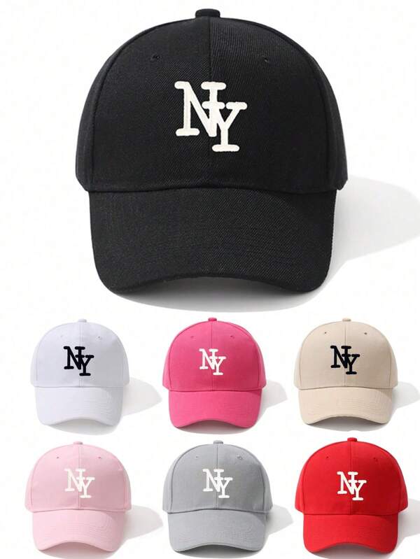 1 stuk effen dames baseballpet met klittenbandsluiting in NY-stijl, geschikt voor buitensporten in de lente, zomer en herfst en dagelijks gebruik