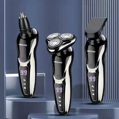 MIGUAN 一套男士三合一电动剃须刀，USB充电式旋转剃须刀，干湿两用，父亲节礼物，送给爸爸、丈夫、男性朋友