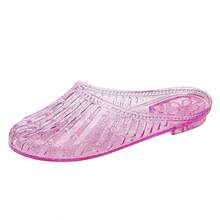 Womens Jelly Ss, Whe Jellies Sandals Glter Clear Flats Slip   Beach Slippers Transparent Closed Toe Soft Slide - Pink Flat - Pink Flat - View 1