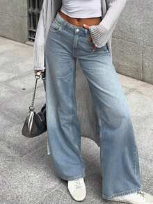Straight-Leg Grey Denim Jeans For Teenagers - Light Wash - View 4