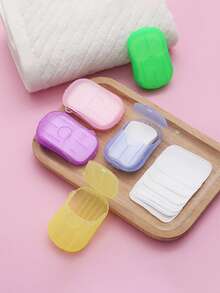 5 Boxes Travel Disposable Soap Sheets | Portable Hand Soap With Storage Case | Outdoor Camping Hygiene Cleaning | Essential For Travel & Camping | Convenient & Sanitary - Nhiều màu - Xem 3