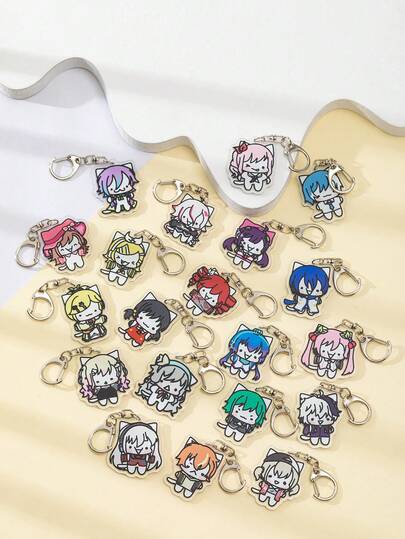 1 件亚克力卡通可爱动漫卡哇伊小女孩猫咪主题钥匙扣挂件背包装饰/包包配件/书包配件/钱包挂件/朋友礼物汽车配件哥特Y2K圣诞节包包挂饰汽车配件教师姐妹礼物创意