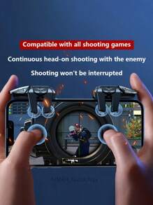手机游戏手柄，手机游戏扳机，射击键控制器配件（不含电池），适用于手机玩家提升射击精度，提供更佳游戏体验，六指手机游戏扳机瞄准射击 L1 R1 ABS 按键，适用于安卓 iOS 通用游戏手柄摇杆
