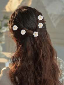 5 件鸡蛋花形波西米亚风格发夹，适合女士，甜美假日发饰爪夹发夹发夹，花朵，度假装女士