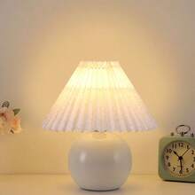1pc LED Warm Light Eye-Caring USB Powered Night Light, Nordic Ceramic Pleated Retro Desk Lamp, Cozy Atmosphere Lamp Suitable For Bedside, Bedroom Decor - Multicolor - View 19