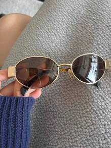 JUNCTURE نظارة أنيقة معدنية بإطار صغير بتصميم بيضاوي للنساء، نظارات أنيقة للسيدات، إكسسوارات شاطئية للنساء، نظارات شمسية أساسية للملابس النسائية الكاجوال والرسمية في فصلي الخريف والشتاء، هدايا بتصميم بيضاوي