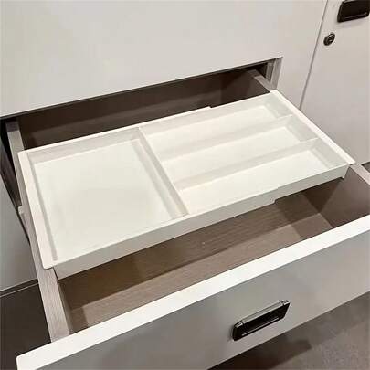 Adjustable Drawer Organizer - Multi-Compartment Plastic Storage Box With Blue Handles, Versatile Organizer For Pens, Makeup Brushes, Spoons, Forks, Easy To Move And Access, Perfect For Desktop And Drawer Home Storage, Ideal For Kitchen, Office, Bedroom, And Bathroom Organization, Space-Saving Solution For Everyday Essentials, Home Accessory For Autumn And Winter Decluttering, Must-Have For Holiday Gift Giving And Seasonal Home Refresh.