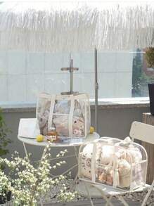 حقيبة شاطئ قطعة واحدة، حقيبة تخزين ملابس شفافة مقاومة للماء من البي في سي، حقيبة سفر كبيرة السعة محمولة للمكياج والعناية، باستثناء العناصر الموجودة داخل الحقيبة