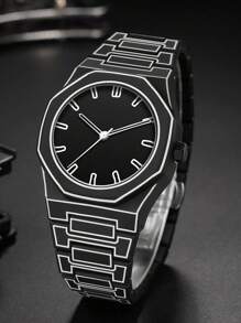 TOMI 经典商务男士手表套装，塑料表带哑光油石英表，时尚男士手表套装适合日常生活、节日礼物、父亲节礼物 - 黑色 - 查看 2