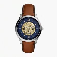 Fossil Neutra Fashion Automatic Watch For Men ME3160 Blue Round Dial And Brown Leather Strap Casual Watch Suitable For Daily Business Wear Ideal Birthday Gift For Men Boyfriend Father