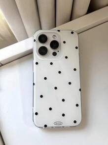 Stylish Cute Polka Dot Glossy Soft Phone Case Compatible With IPhone 16 15 14 13 12 11 Pro Max 16 15 14 Plus 17 17promax17AirSimple Creative Shockproof Back Cover - Black and White - View 1