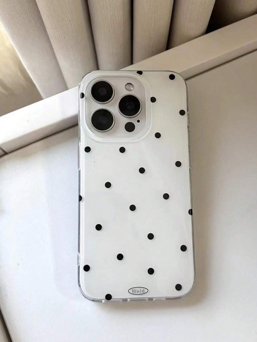 Stylish Cute Polka Dot Glossy Soft Phone Case Compatible With IPhone 16 15 14 13 12 11 Pro Max 16 15 14 Plus 17 17promax17AirSimple Creative Shockproof Back Cover - Black and White - View 1