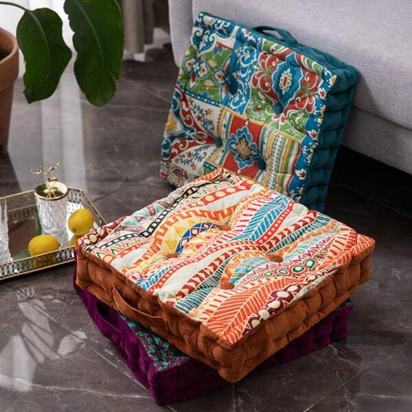 1 pièce Coussin de chaise épaissi - Coussin de sol en polyester de luxe avec fond antidérapant, tapis de siège de bureau ergonomique, oreiller carré décoratif pour la maison, les voyages et l'extérieur - Doux, respirant et facile à nettoyer