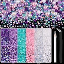 8900pcs/Box Nail Art Rhinestones, 15 Colors 3mm Flat Round Resin Rhinestones, Shiny DIY Nail Decoration Accessories Nails - Multicolor - View 7