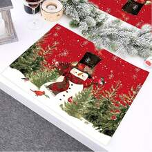 12 piezas/24 piezas Manteles individuales de muñeco de nieve navideño, Banderas de mesa de muñeco de nieve, Manteles de invierno, Adecuados para la decoración de la cocina y la mesa de comedor en Navidad