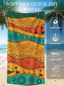 1pc Printed Beach Towel, Sunflower Pattern Swim Towel, Bath Towel, Fashionable Beach Blanket, Super Absorbent Towel, Suitable For Bathroom, Swimming, Fitness, Yoga, Soft And Comfortable Microfiber Towel, Lightweight And Easy To Carry, Windproof And UV-Resistant, Anti-Sand, Suitable For Summer Travel, Vacation, Bathroom Decor, Available With Or Without Storage Bag, Recommended Regular Size And Large Size (Small Towel Size 35*75cm, Recommended 150cm And Above) - Multicolor - View 8