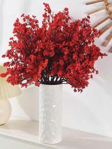 1pc/3pcs Plastic Artificial Flower Bouquet, Cherry Blossoms Artificial Flowers Baby's Breath,Modern Artificial Flower Bundle For Home Decor,Fake Plants,Fall Decor,Room,Desk,Garden Decor,Room Decoration Stuff