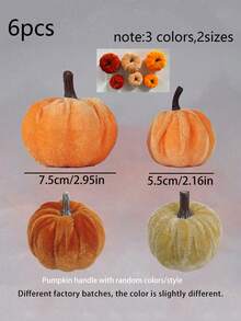 6 pezzi - Zucche decorative in finta vellutat, zucche artificiali in tessuto di velluto, decorazioni autunnali per la casa, zucche in velluto assortite, zucche finte, decorazioni autunnali da tavolo riutilizzabili, centrotavola per il Ringraziamento e l'autunno, zucche in velluto artigianali per la casa di campagna in autunno, Ringraziamento, decorazioni per Ognissanti - Multicolore - Visualizzare 3