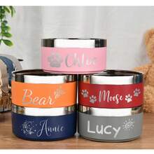 1个不锈钢宠物碗,防滑防溢设计,大容量,适合中大型犬食用,兼具装饰性和美观性。碗身可雕刻,风格时尚、多彩、复古、可爱、简约、萌趣,可定制,独一无二,适合周年纪念、生日等场合,也可作为旅行收纳用品。 - 彩色 - 查看 6