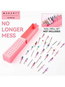 1pc 5.31-Inch ABS Material Nail Drill Bit Holder, Dust-Proof Display Storage Box, 30-Hole Nail Art Tool (Drill Bits Not Included)