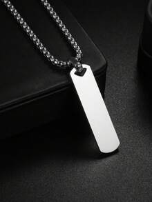 1 件男士时尚枪银字母项链，304 不锈钢高抛光耐用字母吊坠