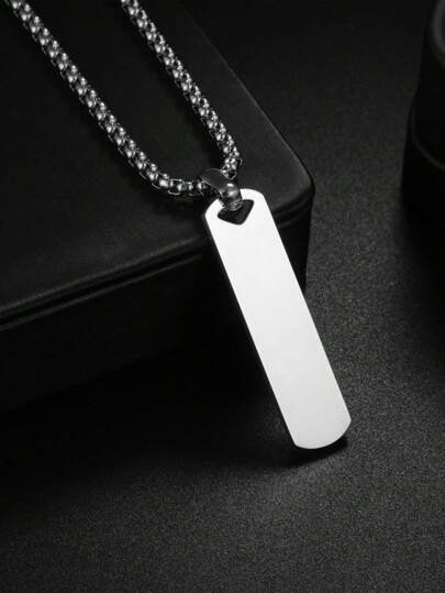 1 件男士时尚枪银字母项链，304 不锈钢高抛光耐用字母吊坠