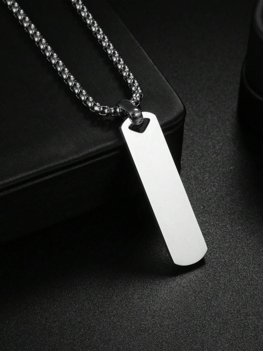 1 件男士时尚枪银字母项链，304 不锈钢高抛光耐用字母吊坠