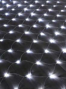 1 Stück Solar 1,5x1,5 Fischernetz Licht, wasserdichte LED mit transparentem Kabel, blinkende Lichter für Garten Außenbereich, geeignet für Terrasse, Wand, Dach, Balkon, Thanksgiving Dekorations Lichterkette