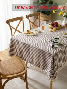 Modern Plaid Tassel Tablecloth For Spring/Summer, Suitable For Picnic, Party, Restaurant, Kitchen, Cafe, Daily Decoration - Multicolor - View 24