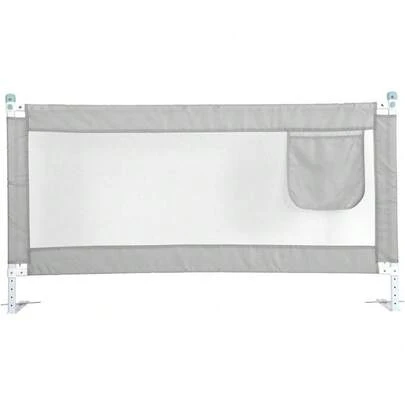 JF HOME BLISS 150cm-180cm Toddler Child Bed Rail Guard With Lock Storage Pocket Easy To Install (Blue, 150cm)