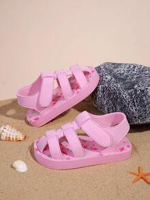 1 Pair Kids Girls Cute Foaming Slippers With Flamingo Pattern, Fashion Versatile For Daily Wear, Adjustable Magic Tape Closure, Lightweight Breathable Non-Slip Sandals - Pink - View 5