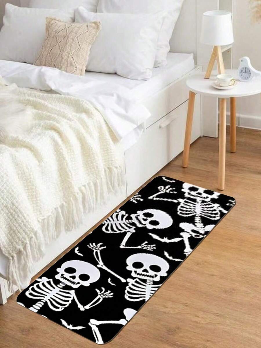 1pc Halloween Skeleton Rug, Lightweight, Low Pile, Polyester, Indoor ...