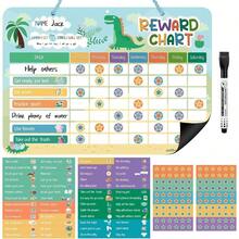 SHUS0146-Reward Chart For Dinosaur Magnetic Behavior Chart For At Home With 26 Chore Charts 120 Magnetic Star Stickers Dry Erase Responsibility Chart For Toddlers Potty Training - Dinosaur - 查看 1