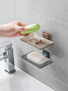 Acrylic Drainage Soap Dish, Wall Mounted Adhesive Soap Holder, Plastic Soap Box For Bathroom, Crystal Model Drainage Soap Box, Wall Mounted Soap Box, Non-Waterlogged Soap Holder, Soap Tray, Soap Holder, Soap Box Soap Box