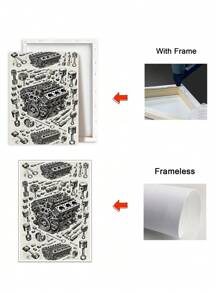 1pc Vintage V8 Engine Explosion Canvas Wall Art, Automotive Theme Wall Decor, Aesthetic Room Decoration, Living Room Art, Mechanical Illustration, Wall Art, Painting, Poster, Suitable For Home, Garage, Office, Studio - Monochrome Detailed Parts Diagram, Frame Optional - Multicolor - View 6