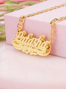 1 件个性定制 3D 浮雕风格文字项链定制名字英文字母 NK 链项链珠宝黄金首饰情侣朋友家人 18k 金不锈钢珠宝项链