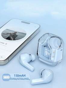 Transparent True Wireless Bluetooth Earphones, In Ear Noise Reduction Earphones, Microphone High Fidelity Stereo, Gaming Earphones USB Charging Suitable For Call And Outdoor Sports, Silicone Protective Case For Earphones