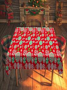 1/20 Stück Rote Weihnachts-Candy-Candy-Themen Tischdecke - Candy-Candy-Cane-Design Tischdecke, geeignet für Weihnachten, Feiertage, Winter, Küche, Abendessen, Familie, Party, Feiertage, Geburtstagsdekoration