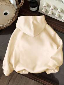 Young Girl Letter Pattern Warm Sweatshirt - Apricot - View 2