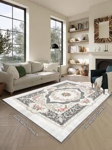 Tapete bege de 1 peça, estilo retrô europeu, lavável, antiderrapante, de lã sintética, 1160g/m², para sala de estar, quarto, cozinha, escritório, entrada