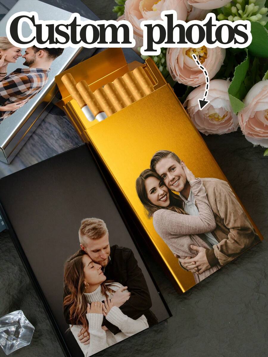 Custom Cigarette Case With Photos,Personalized Cigarette Case For Women,Customized Cigarette Storage Box,Customizable Picture Birthday Gifts,Slim Cigarette,Valentine's Day,Men's Gifts,Wedding Accessories,Travel Essentials,Portable,Unisex,Anniversary,Father's Day,Men,Women,Couple,Family,Friend - Style a - View 1