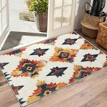 3x5 Rugs, 2x3 Rug, Southwestern Rustic Area Rug, Colorful Geometric Door, Washable & Non - Slip Small Carpet, Home Decor - Cam Xanh đậm Be - Xem 4