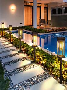 8pcs/16pcs Ultra-Bright Tungsten Filament Garden Lamps, High-Brightness Tungsten Filament LED Lamp Beads Outdoor Solar Street Lamps, 2V 60MA Polycrystalline Silicon /1200mA And Waterproof Automatic Sensor Switch, Suitable For Garden Swimming Pool Decoration, Courtyard Lawn, Garage And Home Lighting Decoration Lamps - 黑色 - 查看 7