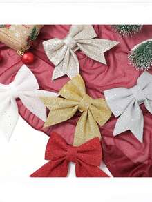 2pcs Christmas Decorations Glitter Bow 18cm Christmas Tree Hanging Ornaments Home Decor Room Decor Winter Christmas Decorations Home Christmas Gifts Christmas Decor - Multicolor - View 3