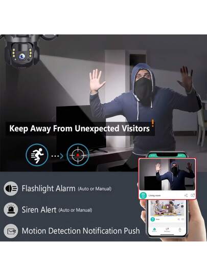 SWVW 15MP WiFi Solar IP Camera CCTV Triple Lens Screen PTZ Auto Tracking Curious Security Surveillance V380 Pro Camera, Outdoor Indoor Home Cameras, Wireless Ring ,None Cameras,CCTV Cameras,Pet ,Smart Automatic Tracking, Alarm Night Vision view 7