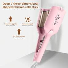 Fer à friser en U profond et lisseur, Crimper en U profond, Coiffage à haute température à sec et à l'eau, Grandes vagues faciles à un clic, Cadeau de coiffure idéal pour la petite amie et la mère, Indispensable pour la rentrée scolaire (Rose)