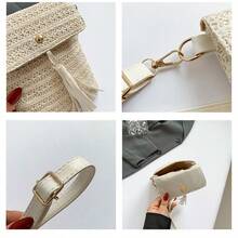 A Niche Design Straw-Woven Bag For Women In The Summer Of 2025, Featuring A Fashionable Single-Shoulder Crossbody Phone Bag And A Mini Square Woven Bag - Beige - View 10